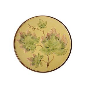 Majorica Grape Leaf Plate Antique Germany 11 1/4" Stamped 534 I/2 176L 1900s